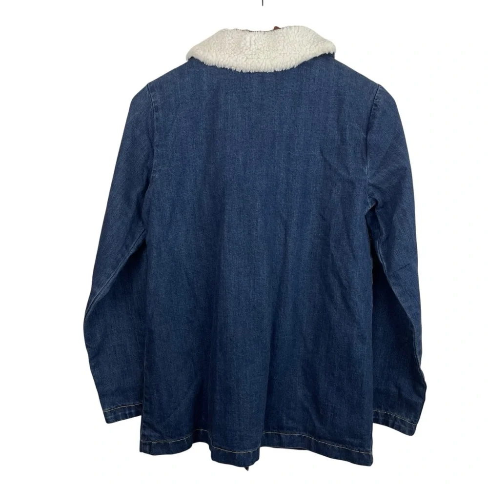 Hanna Andersson | Blue Denim Jersey Lined Faux Fur Collar Jacket New